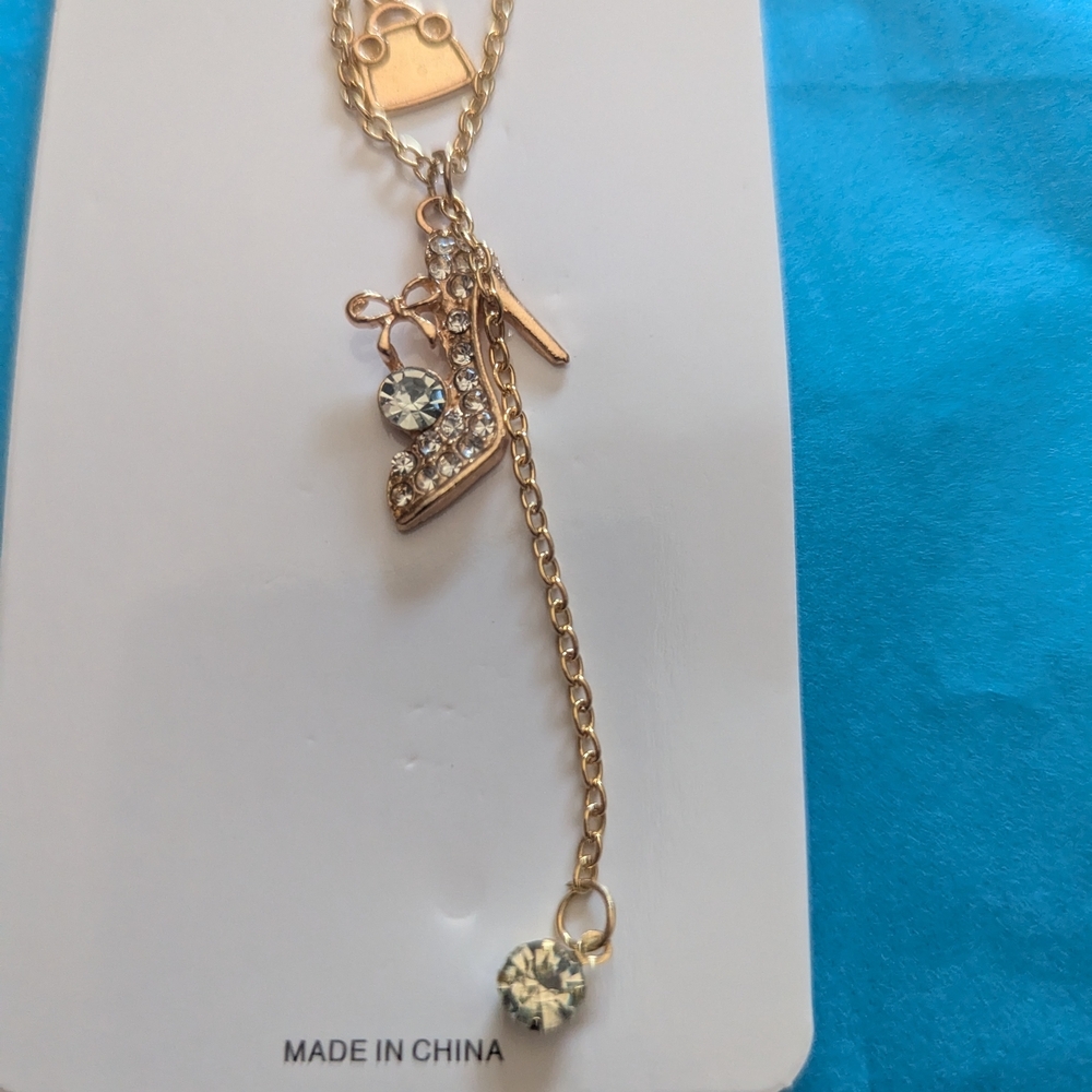 Glass Slipper And Purse Necklace